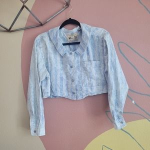 Vintage Cropped Striped Button Down Small